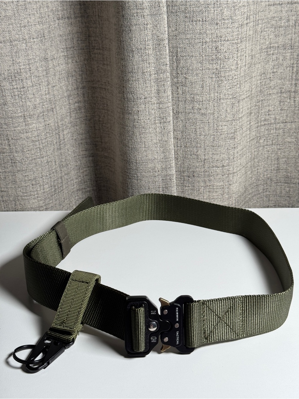 Fairwin Tactical Belt Olive Green Quick Release Buckle with Keychain - Picture 1 of 5